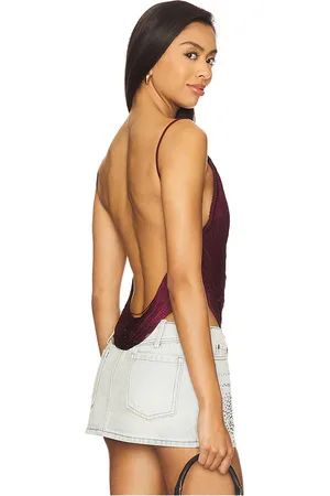 REVOLVE Jaded London Jaded london fringe backless top en color vino talla L en - Wine. Talla L (también en XL).