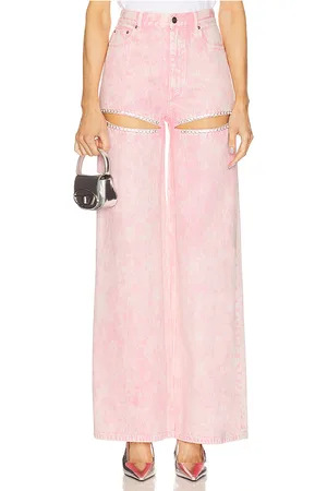 REVOLVE AREA Area jean pierna ancha crystal slit en color rosado talla 27 en - Pink. Talla 27 (también en 28).
