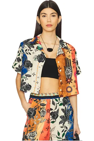 REVOLVE Agua Bendita Agua bendita camisa itsy en color blue,orange talla L en - Blue,Orange. Talla L (también en M, S, XL, XXL).