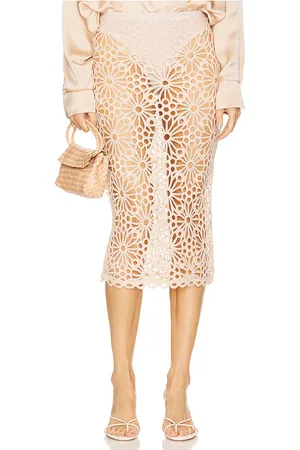 REVOLVE Norma Kamali Norma kamali falda midi recta en color rubor talla L en - Blush. Talla L (también en M, S, XL, XS, XXS).