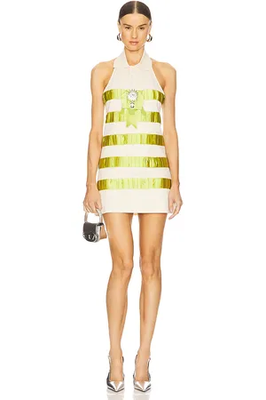REVOLVE AREA Area vestido polo crystal en color cream,green talla L en - Cream,Green. Talla L (también en M, S, XS).