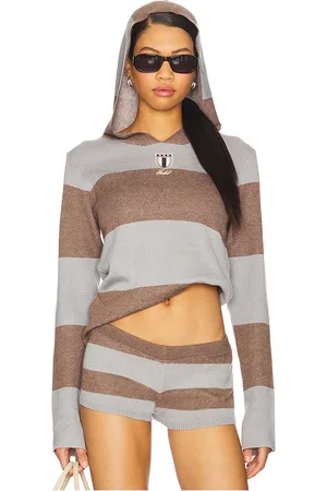 REVOLVE Jaded London Jaded london stripe knitted rugby top with hood en color talla L en - Grey. Talla L (también en M, S, XS).