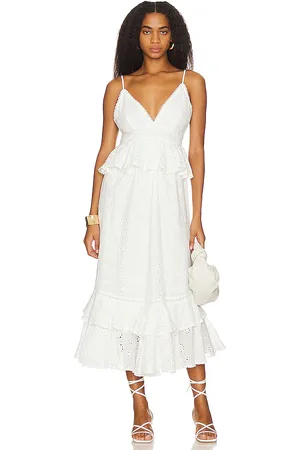 REVOLVE Line & Dot Line & dot vestido lotus en color talla L en - White. Talla L (también en M).