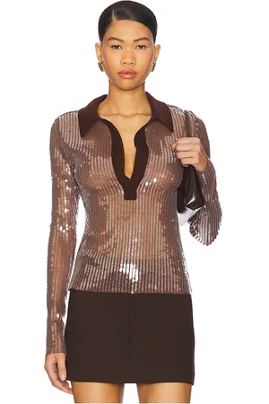 REVOLVE Monse Monse polo con lentejuelas en color marrón talla L en - Brown. Talla L (también en M, S).