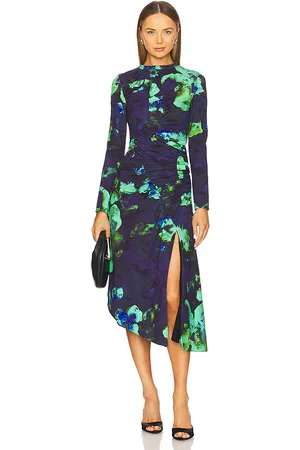 REVOLVE AMUR Amur vestido midi estampado milani en color azul talla 0 en - Blue. Talla 0 (también en 10, 6).