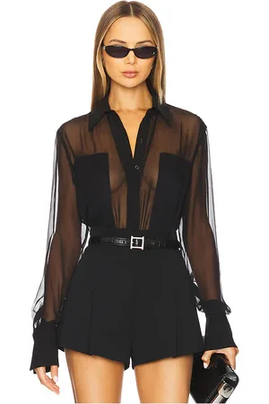 REVOLVE SANS FAFF Sans faff camisa seda flore en color talla L en - Black. Talla L (también en M, XS).