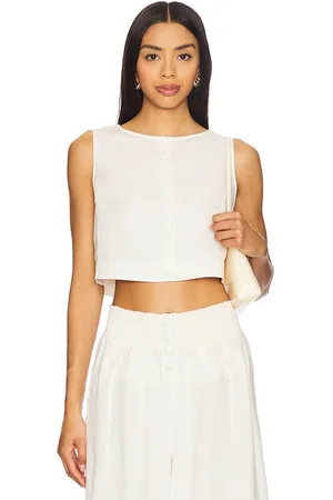 REVOLVE WeWoreWhat Weworewhat blusa abotonada al frente en color ivory talla 0 en - Ivory. Talla 0 (también en 00).