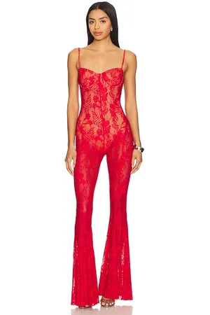 REVOLVE Norma Kamali Norma kamali jumpsuit con corte sirena, aros y body incluido en color rojo talla M en - Red. Talla M (también en S, XL, XS).