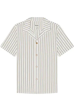 REVOLVE Rhythm Rhythm camisa manga corta seersucker stripe en color talla L en - White. Talla L (también en M, S, XL/1X).