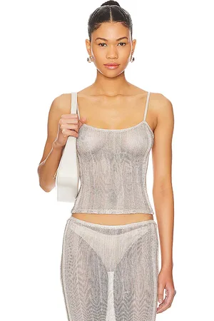 REVOLVE GUIZIO Guizio camiseta tirantes slinky en color metálico talla M en - Metallic Silver. Talla M (también en S, XS, XXS).