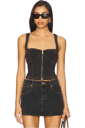 REVOLVE Abrand Abrand cara denim top en color negro talla L en - Black. Talla L (también en M, S, XS).