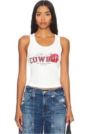 REVOLVE The Laundry Room The laundry room camiseta tirantes elástica kiss me cowboy en color talla L en - White. Talla L (también en M, S, XL, X