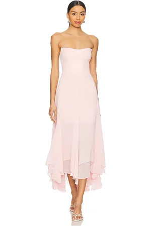 REVOLVE Amanda Uprichard Amanda uprichard vestido midi dress en color rubor talla L en - Blush. Talla L (también en M).