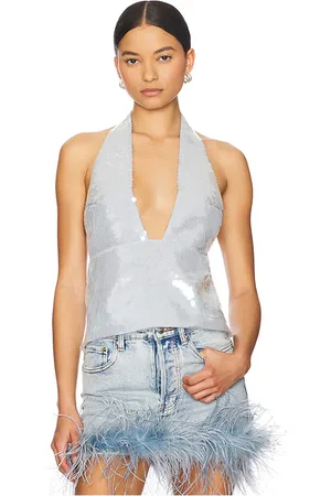 REVOLVE Retrofete Retrofete top con lentejuelas joy en color bebe azul talla L en - Baby Blue. Talla L (también en M, S, XL, XS, XXL).