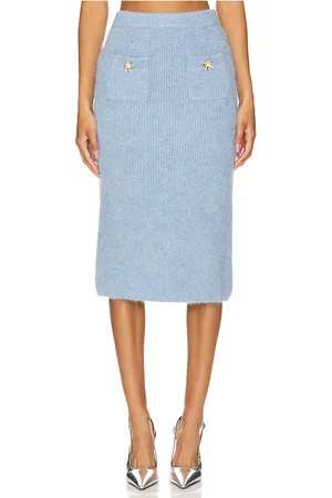 REVOLVE Self-portrait Self-portrait falda midi soft knit en color talla M en - Blue. Talla M (también en S).