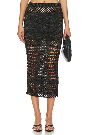 REVOLVE Retrofete Retrofete falda midi raya en color negro talla M en - Black. Talla M (también en S).