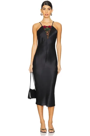 REVOLVE Fleur du mal Fleur du mal vestido lencero bleeding rose en color talla M en - Black. Talla M (también en XS).