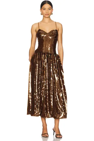 REVOLVE PatBO Patbo vestido a media pierna de lentejuelas en color chocolate talla 10 en - Chocolate. Talla 10 (también en 4, 6, 8).