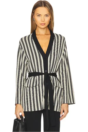 REVOLVE SIMONMILLER Simonmiller cárdigan max en color negro, blanco talla L en /rice Flour Stripe - ,White. Talla L (también en M).
