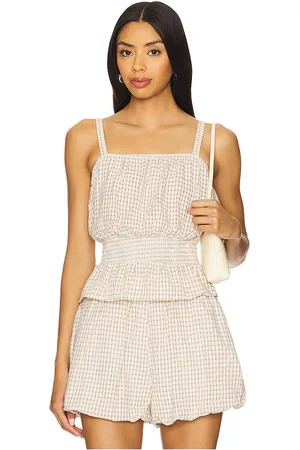 REVOLVE BLANKNYC Blanknyc gingham top en color beige talla L en - Beige. Talla L (también en M).