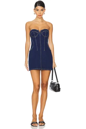 REVOLVE Karina Grimaldi Karina grimaldi minivestido emilia denim en color denim-dark talla M en - Denim-Dark. Talla M (también en S, XS).
