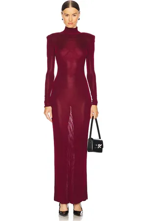 REVOLVE Self-portrait Self-portrait maxivestido manga larga en color burgundy talla L en - Burgundy. Talla L (también en XS).