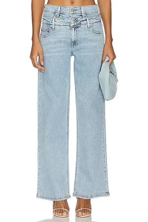 REVOLVE SIMKHAI Simkhai pierna ancha con doble cinturilla kove en color denim claro talla 26 en - Denim-Light. Talla 26 (también en 27).