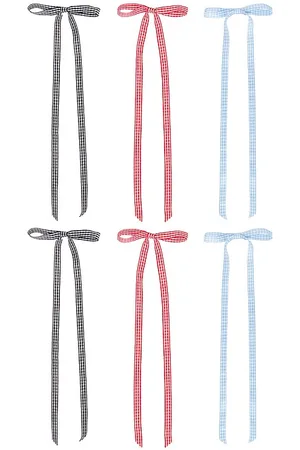 REVOLVE Petit moments Petit moments gingham hair bows 3 packs en color red,black,baby blue talla all en Red Blue And Black - Red,Black,Baby Blue. Talla all.