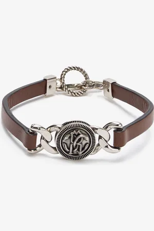 Roberto Cavalli Pulsera De Piel Con Monograma Mirror Snake