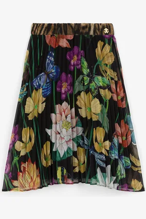 Roberto Cavalli Falda plisada con estampado Flower