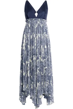 Roberto Cavalli Long iris print silk dress