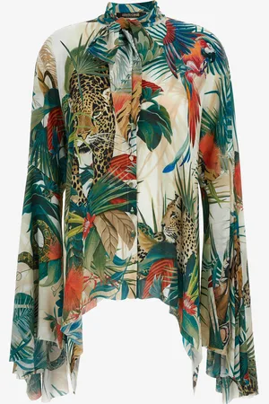 Roberto Cavalli Camisa Estampado Jungle Mangas Acampanadas