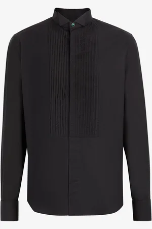 Roberto Cavalli Camisa de algodón con pechera plisada