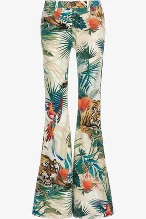 Roberto Cavalli Vaqueros Acampanados Estampado Jungle