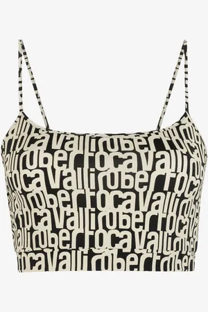 Roberto Cavalli Crop top con estampado de logotipos