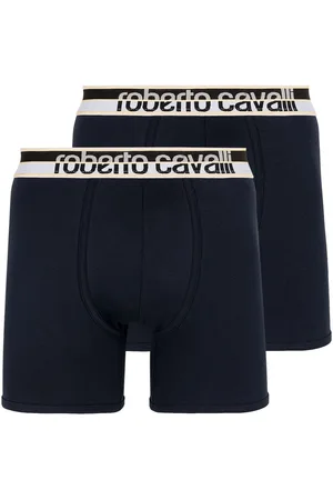 Roberto Cavalli Pack de Dos Bóxers Ropa Azul Marino con Cintura Logo