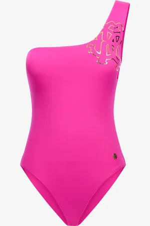 Roberto Cavalli RC Monogram-Print One-Shoulder Swimsuit