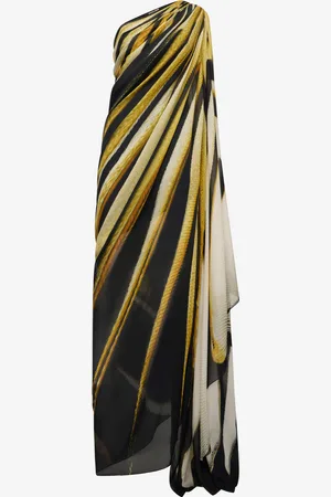 Roberto Cavalli Vestido Maxi De Seda Con Estampado Ray Of Gold