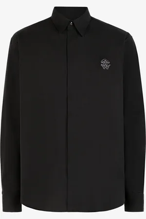 Roberto Cavalli Camisa de algodón con adorno Mirror Snake bordado