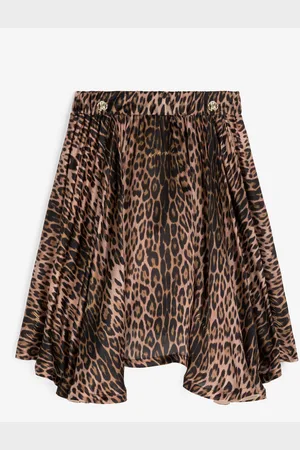 Roberto Cavalli Falda de seda con estampado Jaguar