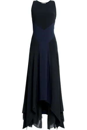 Roberto Cavalli Long black and navy silk dress