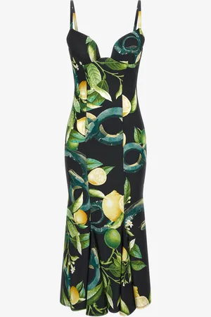 Roberto Cavalli Dress with shoulder straps and Lemon print