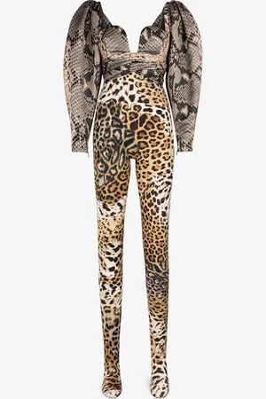 Roberto Cavalli Mono largo con estampados Python y Jaguar