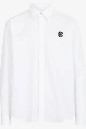 Roberto Cavalli Camisa de algodón con adorno Mirror Snake bordado