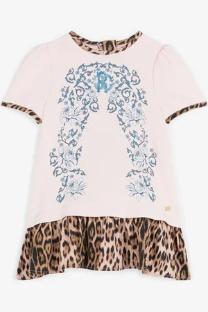 Roberto Cavalli Vestido con monograma RC y estampado Leopard