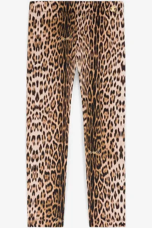 Roberto Cavalli Leggins de algodón con estampado Jaguar
