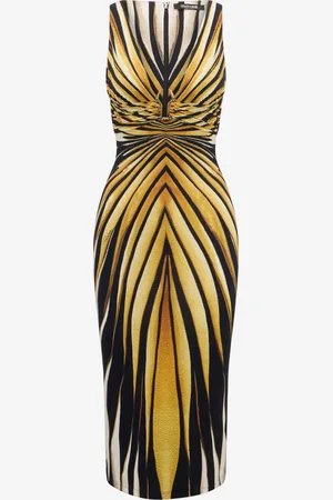 Roberto Cavalli Ray Of Gold Estampado Vestido Midi