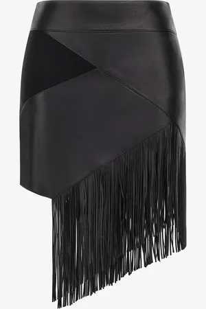 Roberto Cavalli Leather skirt with fringes