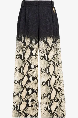 Roberto Cavalli Python-Print Wide-Leg Trousers