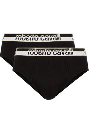 Roberto Cavalli Pack de Dos Calzoncillos Negros de Algodón con Cinturilla Logotipo